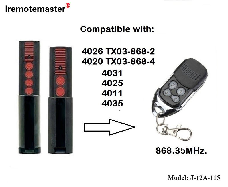 Pour 4020 4026 TX03-868-4 Télécommande 868mhz TX03-8-4 Rolling Code