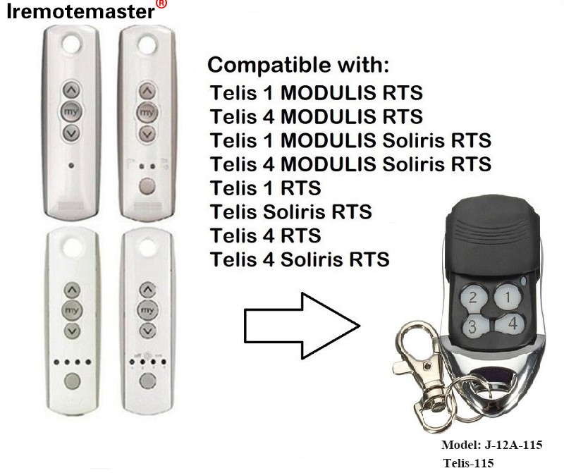 Pour Telis 1 RTS Telis Soliris RTS 4 RTS Télécommande de porte de garage 433.42MHz